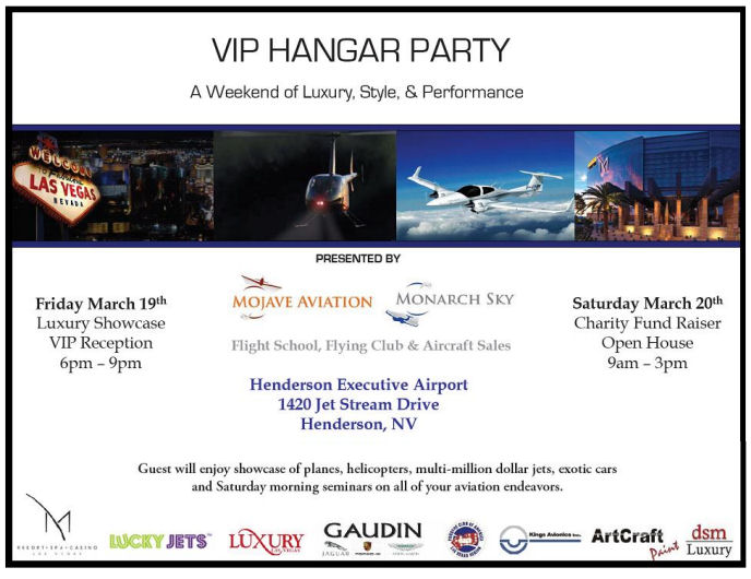 Lucky Jets March 19 VIP Hangar Party at the Henderson Executive Airport